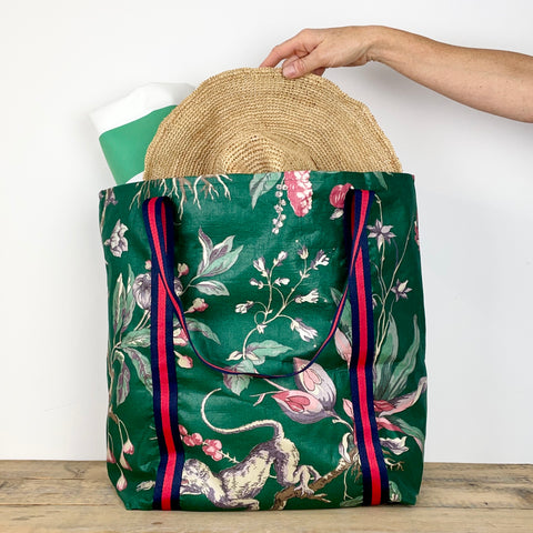 Vintage Cotton Green Jungle Oversized Bag