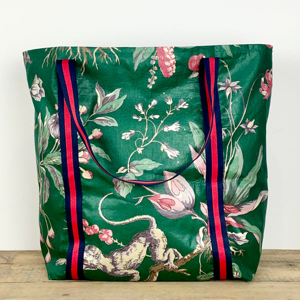 Vintage Cotton Green Jungle Oversized Bag