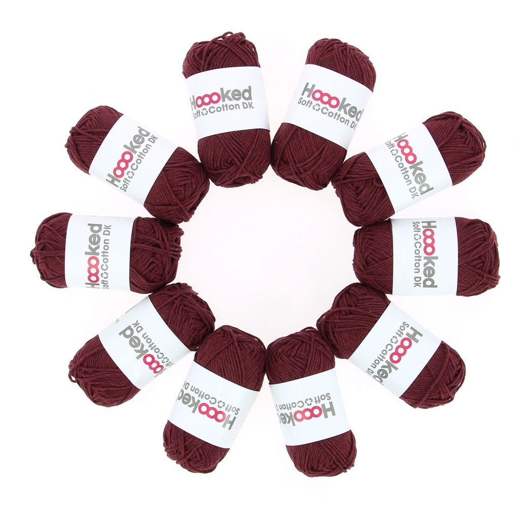 Hoooked DK Recycled Cotton, Bordeaux Red