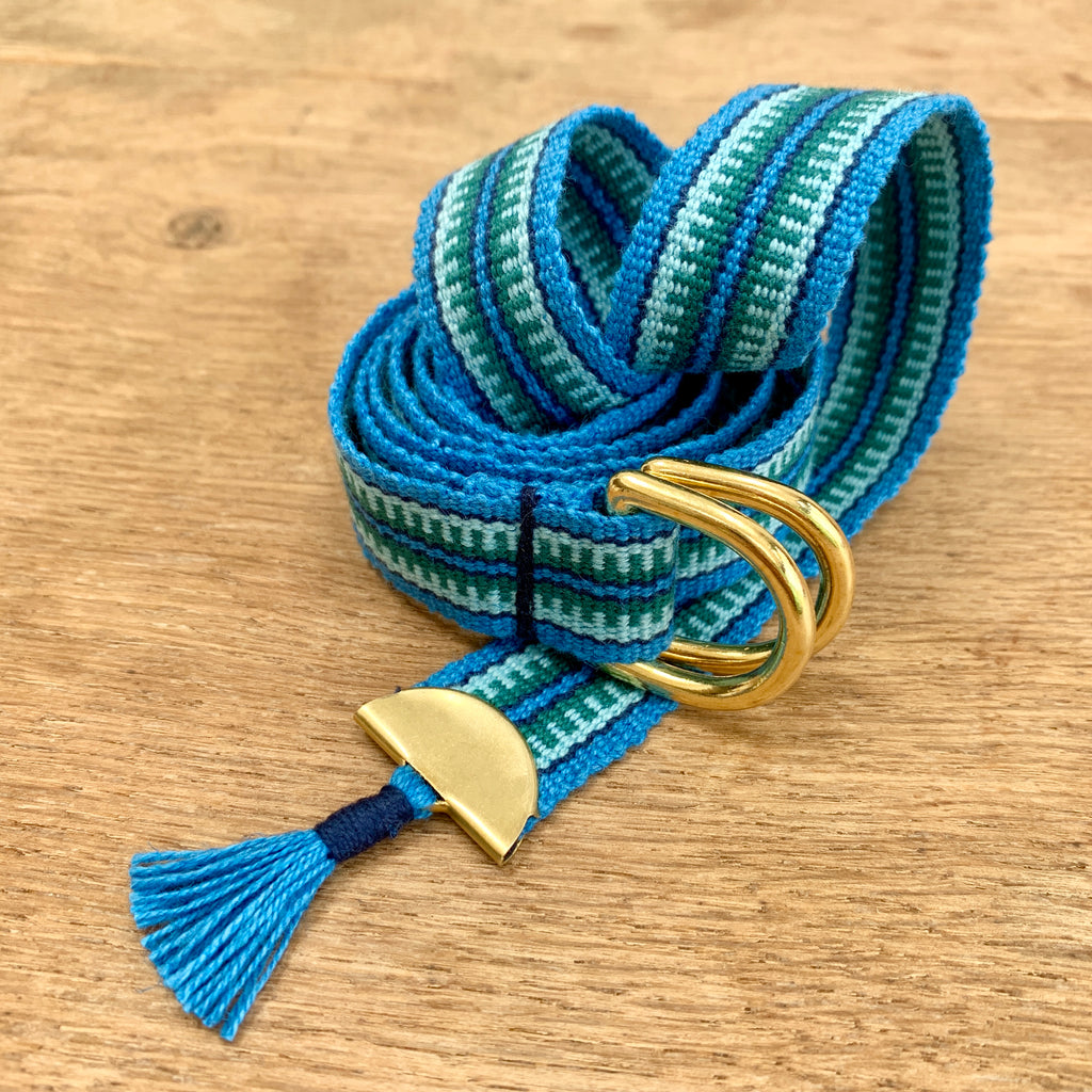 Hand woven belt in 'Ocean'